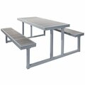 Bfm Seating Seaside 72'' x 27.5 Soft Gray Aluminum Picnic Table with Gray Synthetic Teak Top 163PH7227GRS